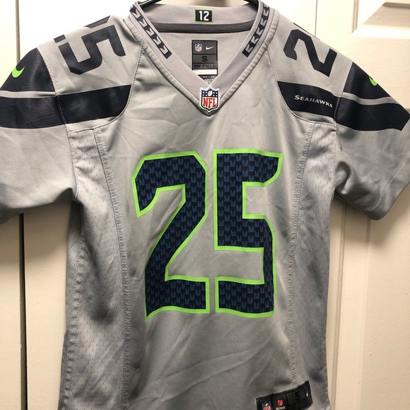 Nike On Field NFL Seattle Seahawks #25 Sherman Women's Gray Football Jersey Sz S - Picture 3 of 12